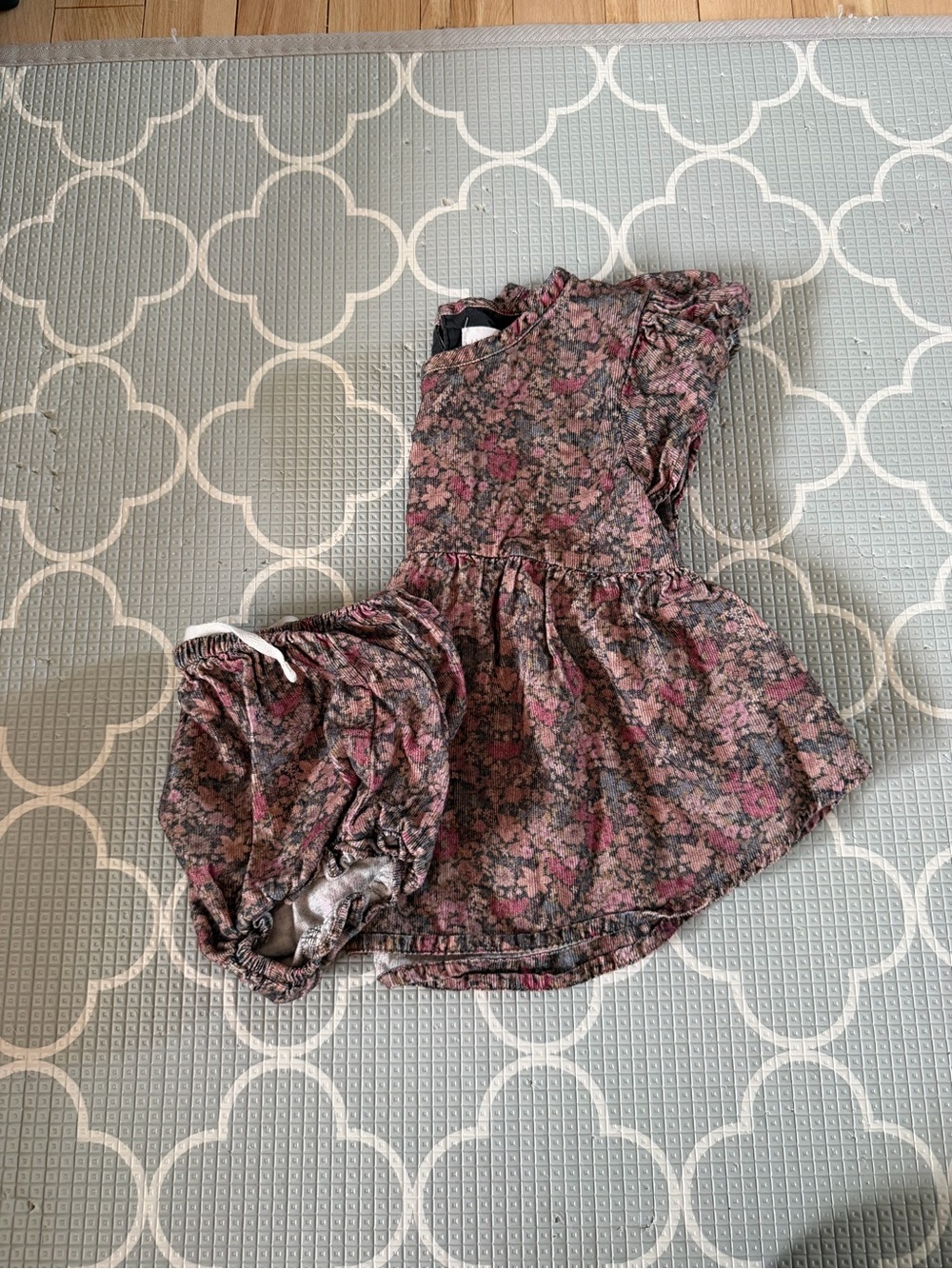 Jamie Kay Floral Ruffle Dress with Bloomers - Pink and Gray
